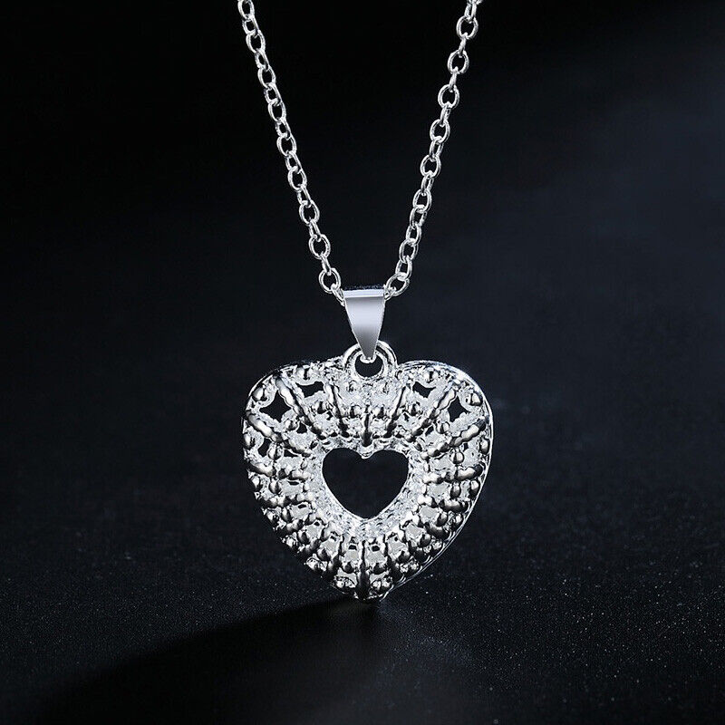 Valentine's 925 Sterling Silver Necklace And Love Heart Pendant w Gift Pk D848