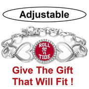 Spec Alabama Crimson Tide Roll Tide Womens Silver Heart Bracelet W Gift Pkg D27