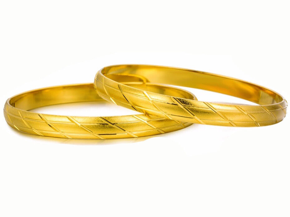 18k Gold Bracelets Bangle Womens Wave Cut Design Opening w GiftPkg D415-4