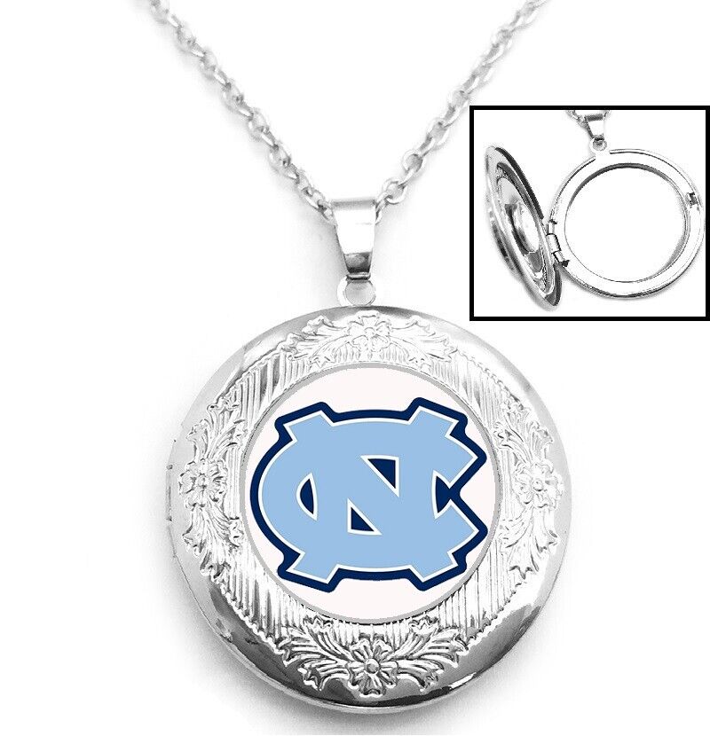 Special North Carolina Tar Heels Sterling Silver Link Chain Necklace Locket D16