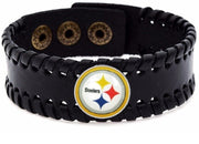 Pittsburgh Steelers Men'S Women'S Black Leather Bracelet Football Gift D8-1