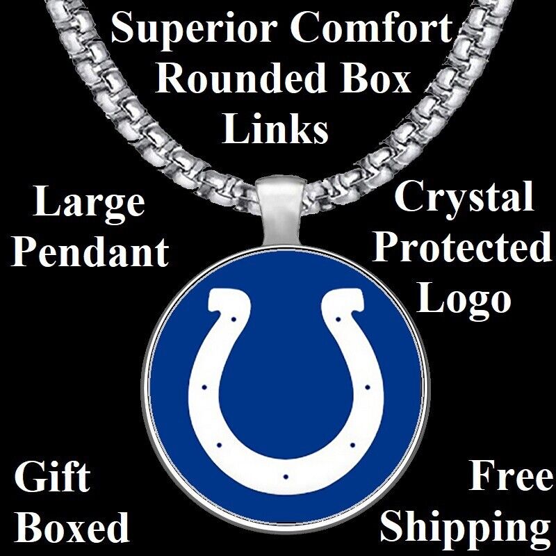 Indianapolis Colts Mens Womens Stainless 20" Chain Link Pendant Necklace D30