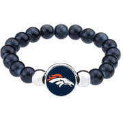 Denver Broncos Women'S Men'S Black Beaded Chain Bracelet +Giftpkg D1-1