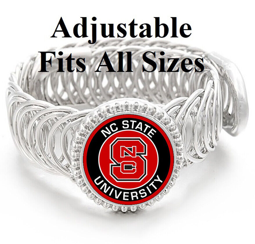 North Carolina Nc State Wolfpack Mens Silver Adjustable Bracelet Gift D11