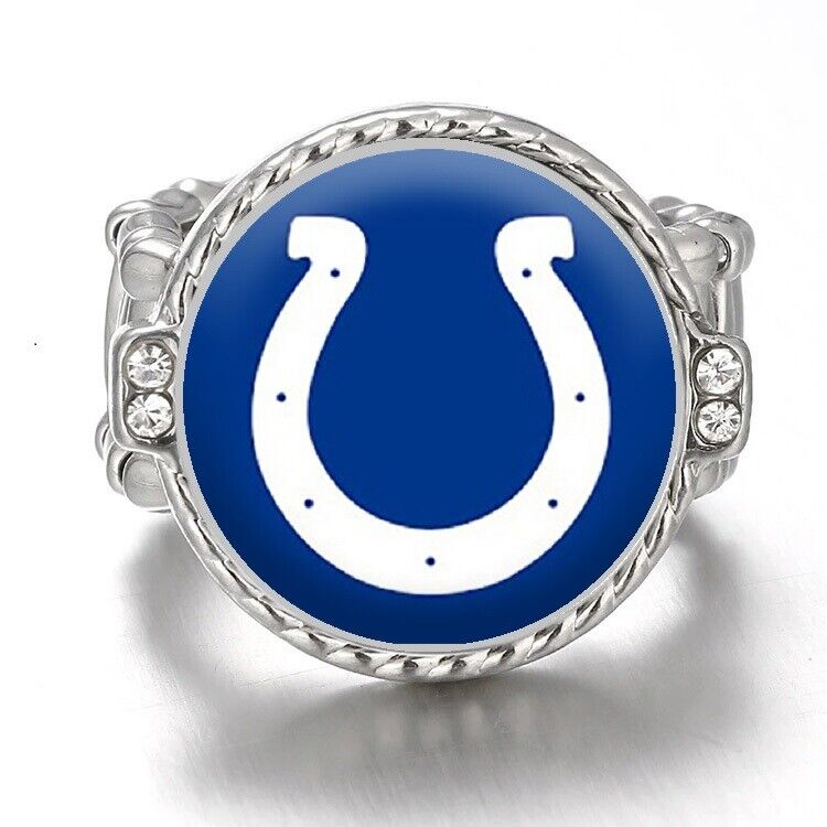 Indianapolis Colts Silver Women'S Crystal Accent Football Ring W Gift Pkg D12