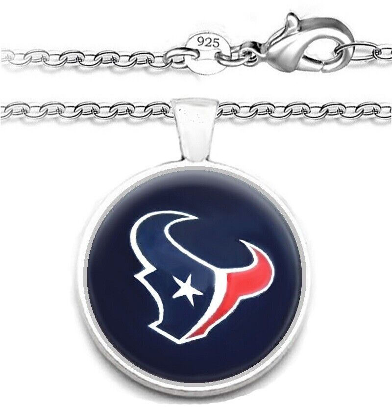 Houston Texans Mens Womens 925 Silver Link Chain Necklace With Pendant A1