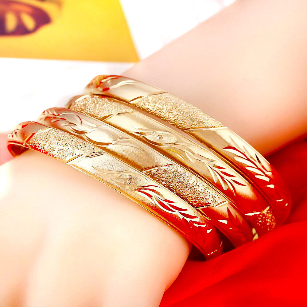 18k Yellow Gold Opening Bracelet Bangle Womens Elegant Design w GiftPkg D415-6B