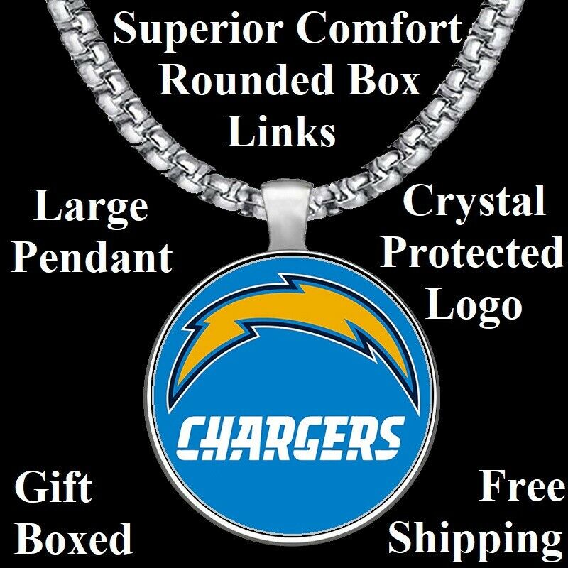 Los Angeles Chargers Mens Womens Stainless 20" Chain Link Pendant Necklace D30