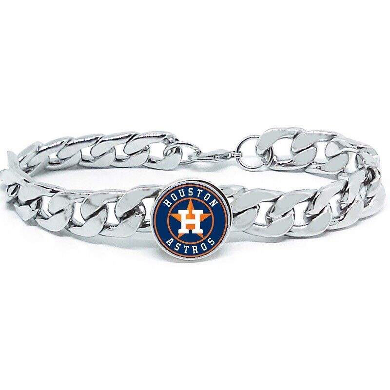 Houston Astros Silver Mens Curb Link Chain Bracelet Gift D4