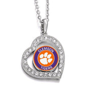 Clemson Tigers Womens Sterling Silver Link Chain Necklace With Pendant D19