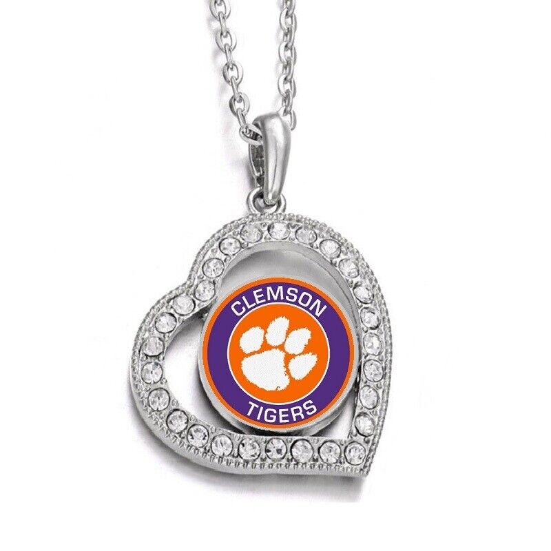 Clemson Tigers Womens Sterling Silver Link Chain Necklace With Pendant D19
