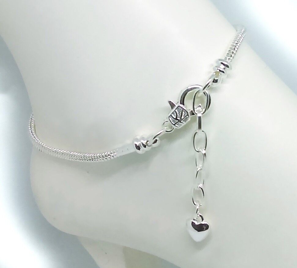 925 Sterling Silver Womens Elegant Anklet Ankle Bracelet w Gift Pkg D403