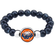 Special Houston Astros Women'S Mens Black Bead Chain Bracelet Jewelry D1