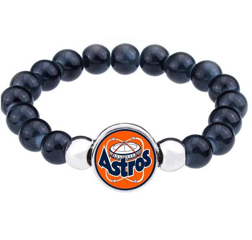 Special Houston Astros Women'S Mens Black Bead Chain Bracelet Jewelry D1