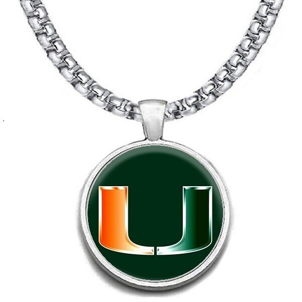 Large Miami Hurricanes 24" Chain Stainless Steel Pendant Necklace Free Ship' D30