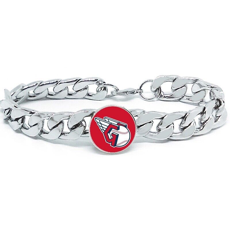 New Style Cleveland Guardians Old Indians Men'S Silver Bracelet Baseball D3