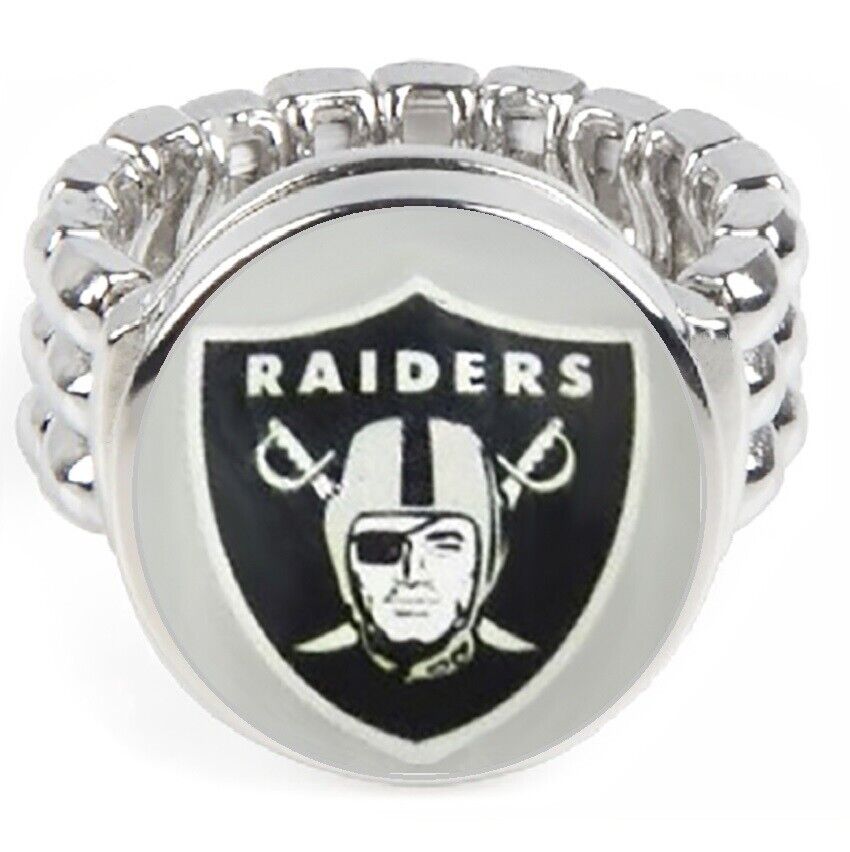 Las Vegas Raiders Silver Mens Womens Football Ring Fits All Sizes W Gift Pk D2