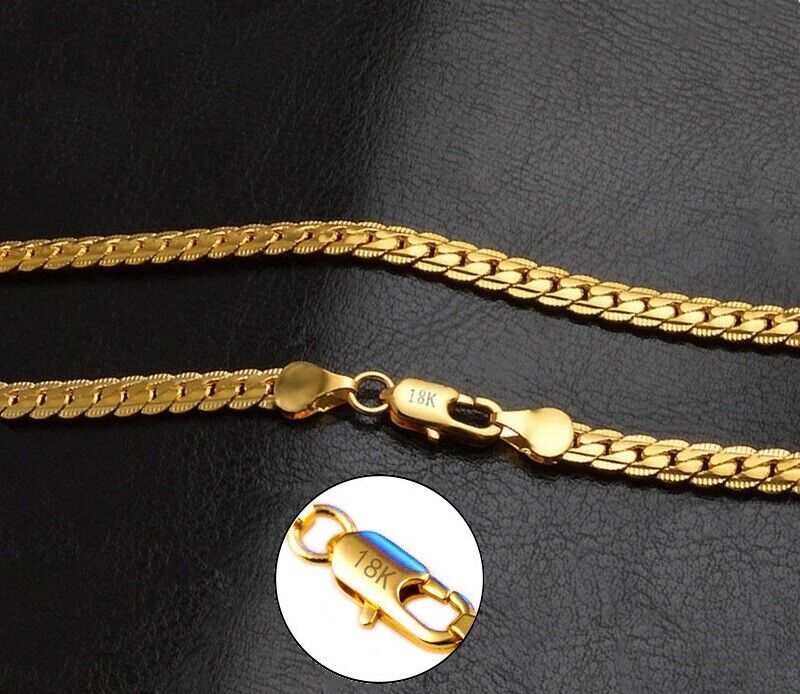18k Yellow Gold Mens Womens Necklaces Long 24" Inch Size Filled Link Chain D680