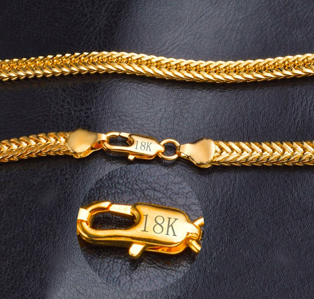 18k Yellow Gold Necklaces Womens 6mm Cuban Curb Tight Link Chain D544