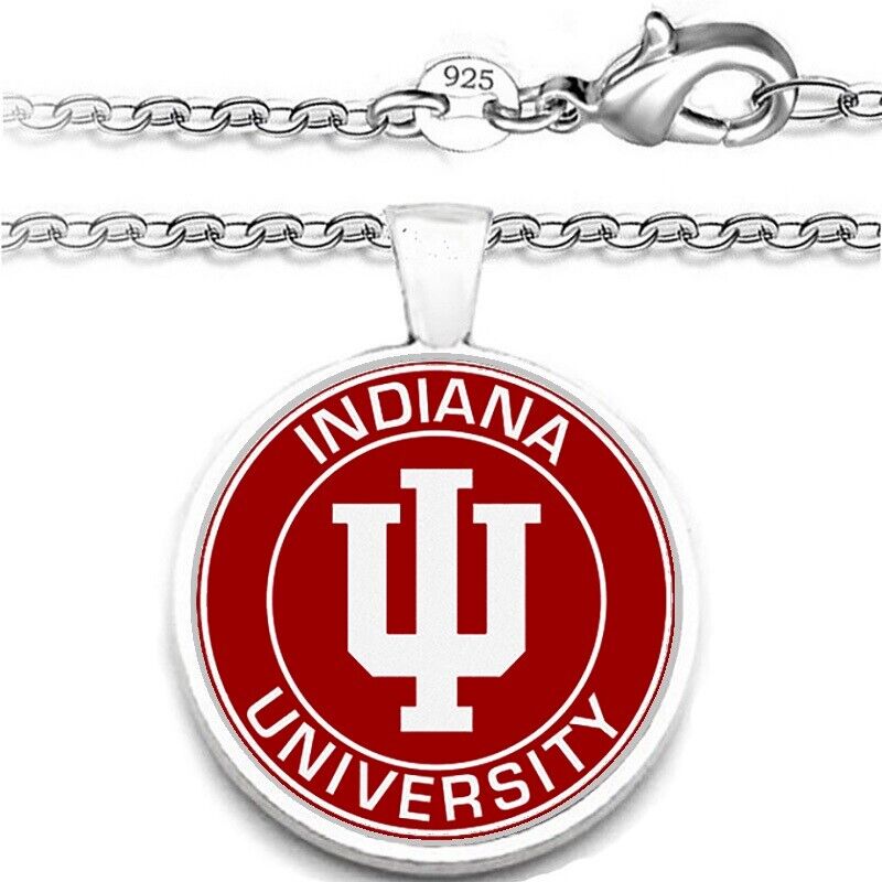 Indiana Hoosiers Mens Women 925 Sterling Chain Necklace University State Gift A1