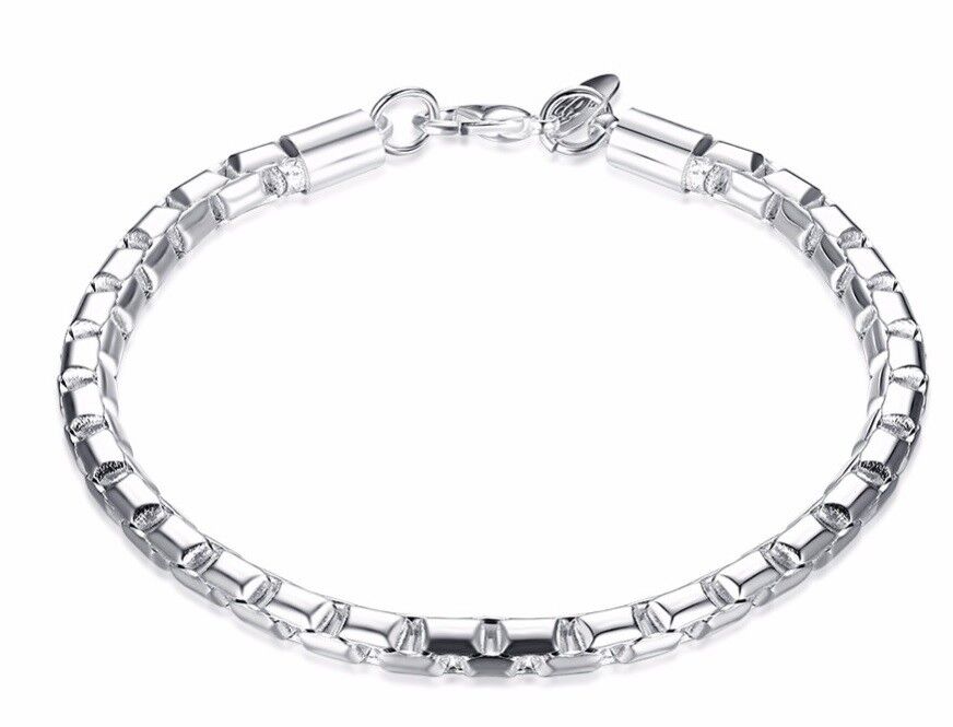 Valentine's 925 Sterling Silver Bracelet Round Box Link Chain w GiftPack  D472