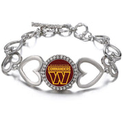 Washington Commanders Womens Heart Link Adjust. Bracelet W Gift Pkg D27
