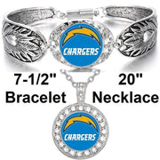 Los Angeles Chargers Gift Womens 925 Sterling Silver Necklace Bracelet Set D3D18