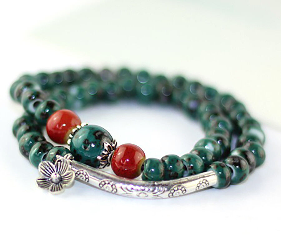 3 Colors Flower Layered Wrap Beaded BOHO Women's Anklet Ankle Bracelet D617
