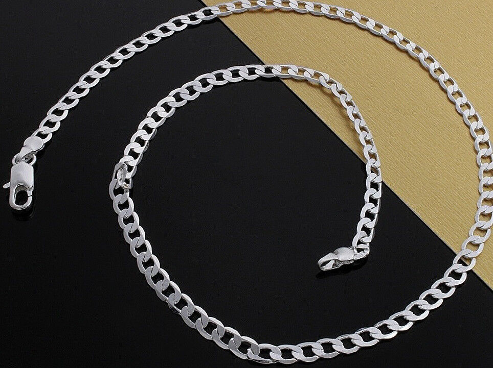 925 Sterling Silver Necklaces Womens 30" Cuban Style Curb Link Chain D404