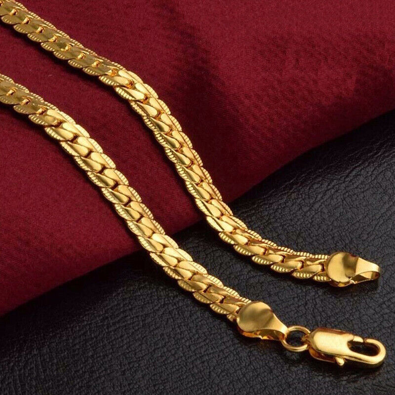 18k Gold Mens Womens Snake Chain 24" GF Necklaces D680