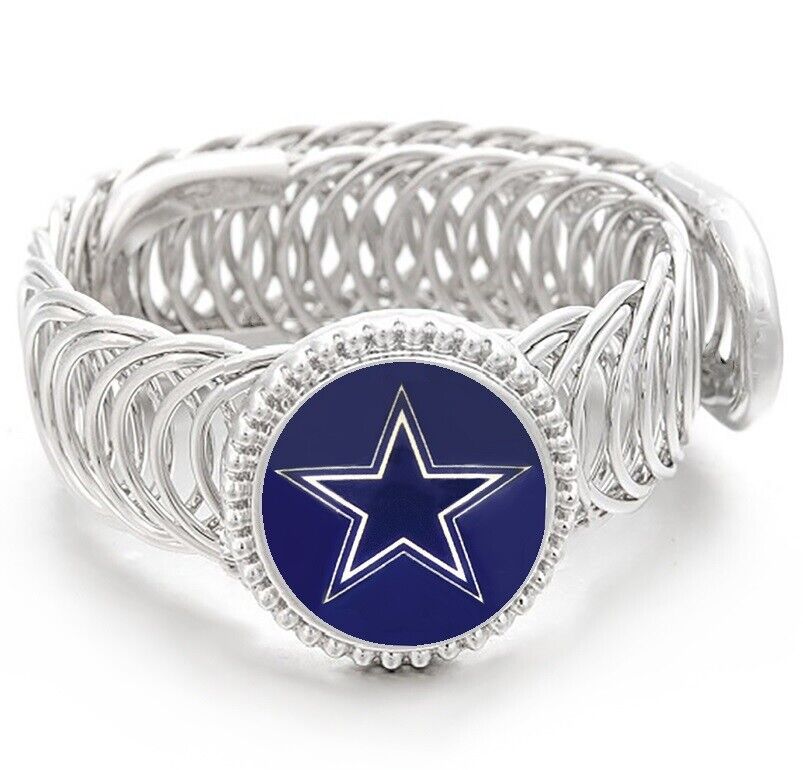 Dallas Cowboys Silver Mens Adjustable Link Bracelet Jewelry Gift W Gift Pkg D11