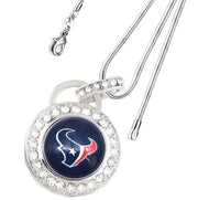 Houston Texans Sterling Silver Womens Link Chain Necklace Crystal Pendant D17