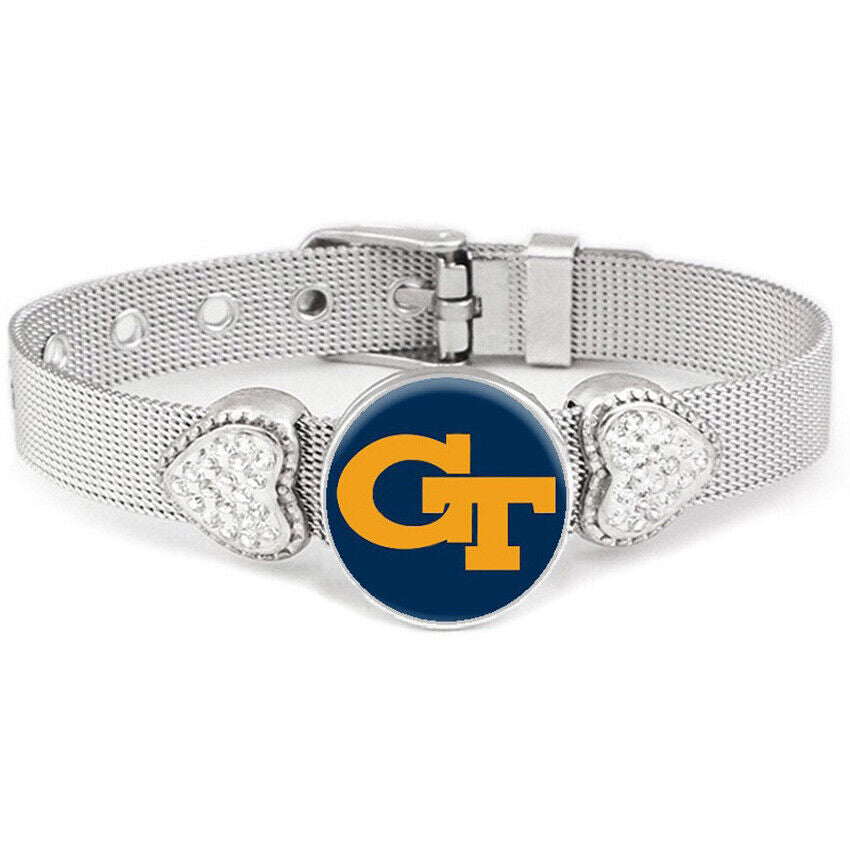 Gt Georgia Tech Yellow Jackets Womens Adjust Silver Bracelet Jewelry Gift D26