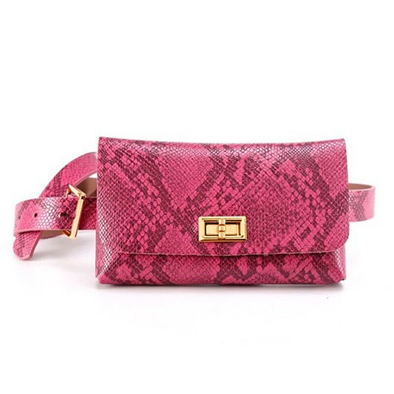 2 Pc. Leather Hot Pink Belt And Waist Clutch Handbag Evening Bag Purse D811P