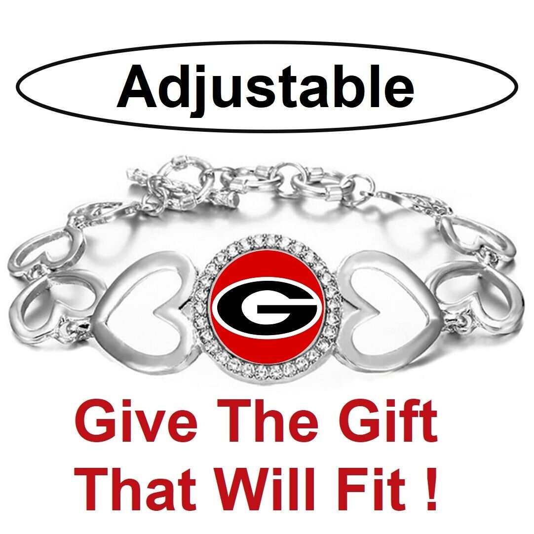 Special Georgia Bulldogs Womens Silver Heart Link Bracelet W Gift Pkg D27
