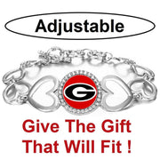 Special Georgia Bulldogs Womens Silver Heart Link Bracelet W Gift Pkg D27