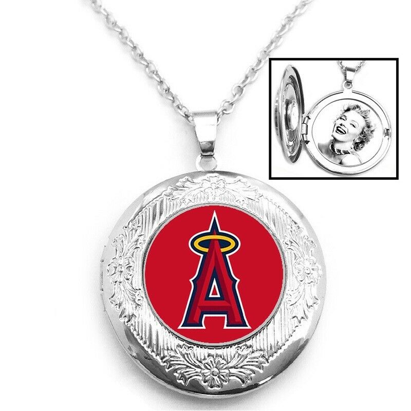Los Angeles Angels Womens 925 Silver Link Chain Necklace And Photo Locket D16