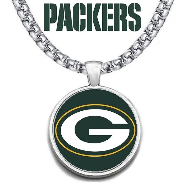 Large Green Bay Packers Necklace Stainless Steel Chain Football Free Ship' D30