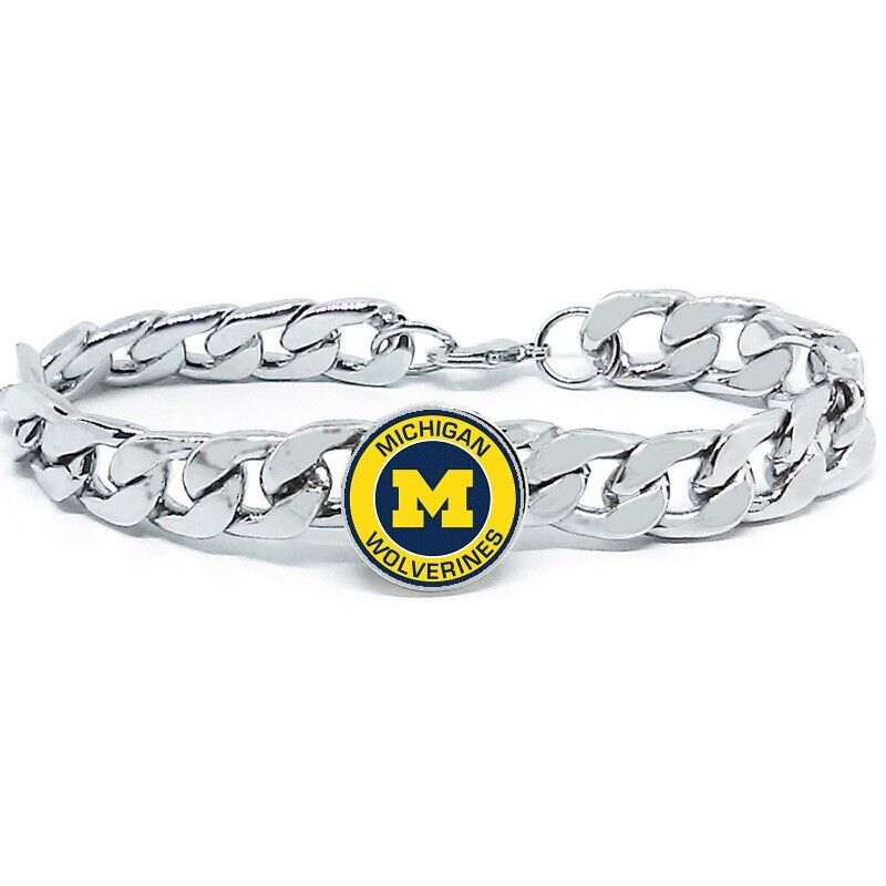 Michigan Wolverines Mens Link Chain Bracelet University State College Gift D4