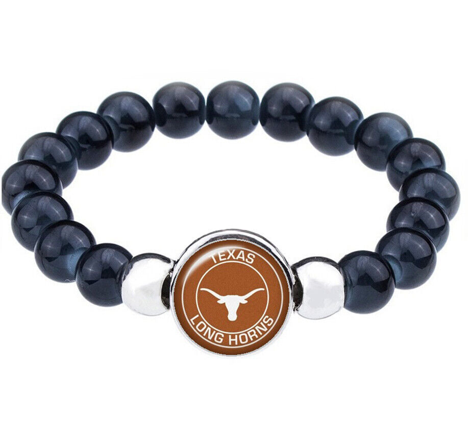University Of Texas Longhorns Womens Mens Black Bead Chain Bracelet Gift D1