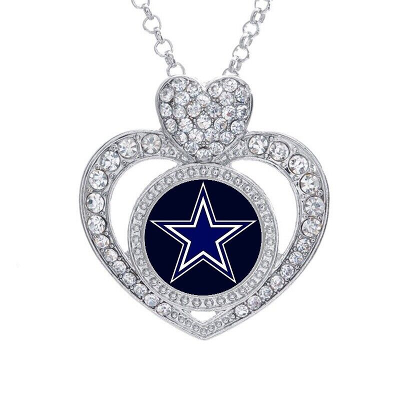Dallas Cowboys Valentine'S Womens Cz Pendant And Sterling Silver Chain Necklace