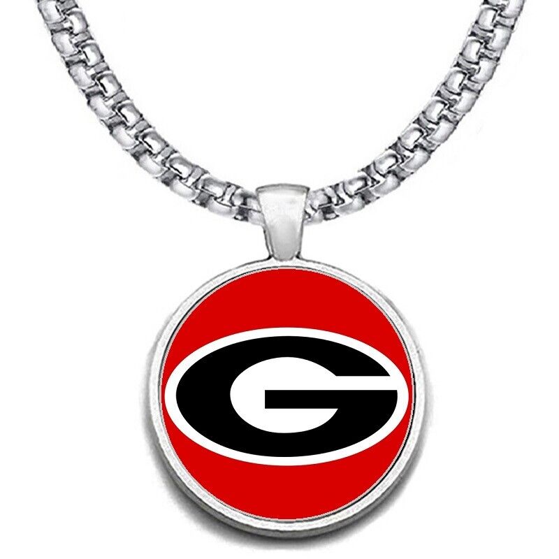 Large Georgia Bulldogs 24" Chain Stainless Steel Pendant Necklace Free Ship' D30