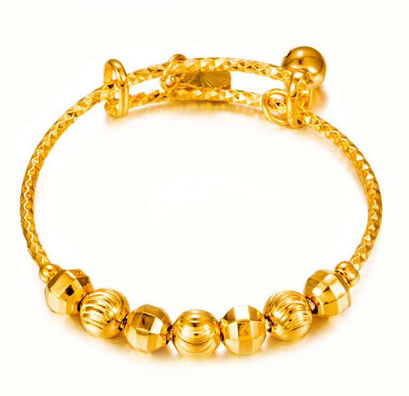 18k Gold Bracelets Bangles Girls Childrens Kid's Babys Adjust w GiftPkg D288