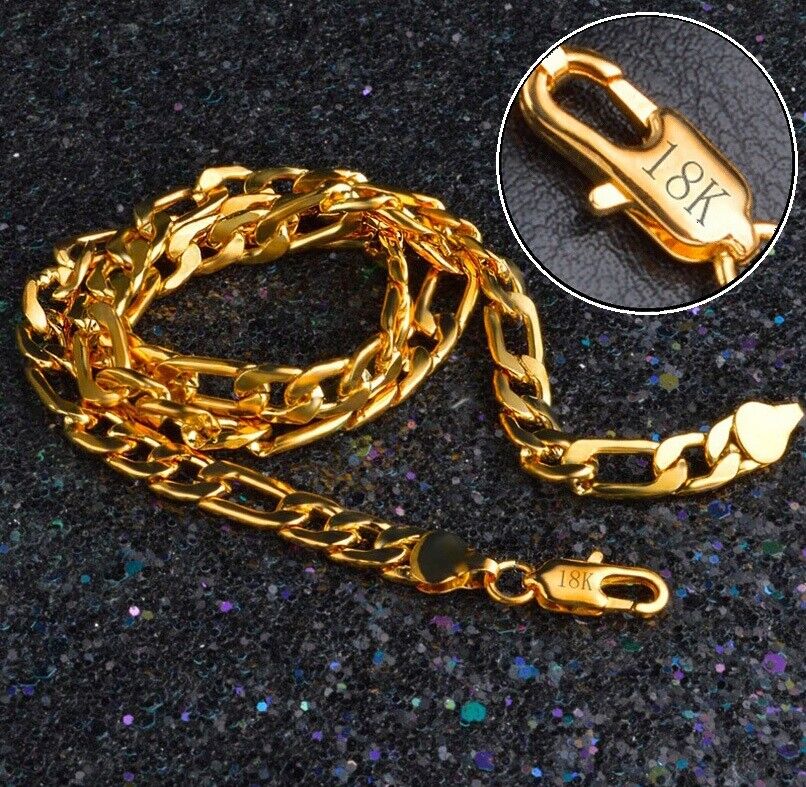 18k Gold Necklace Womens Mens GF 8mm Cuban Curb Link Chain w GiftPkg D292