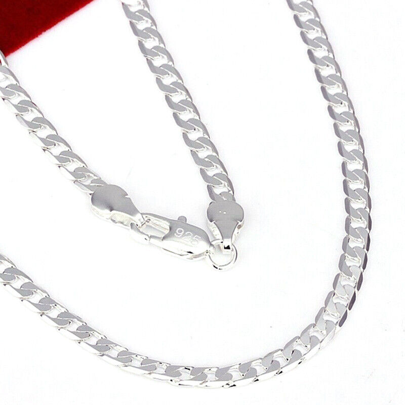925 Sterling Silver Women's Link Chain 24" Figaro Curb Necklace w Gift Pkg D404