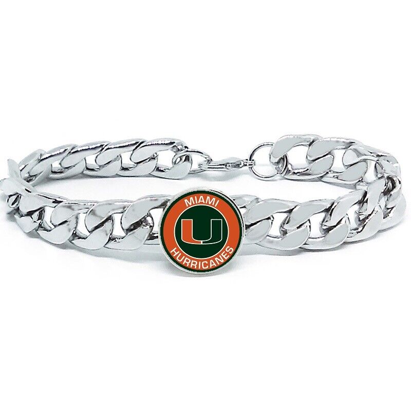 Miami Hurricanes Mens Link Chain Bracelet University State College Gift D4