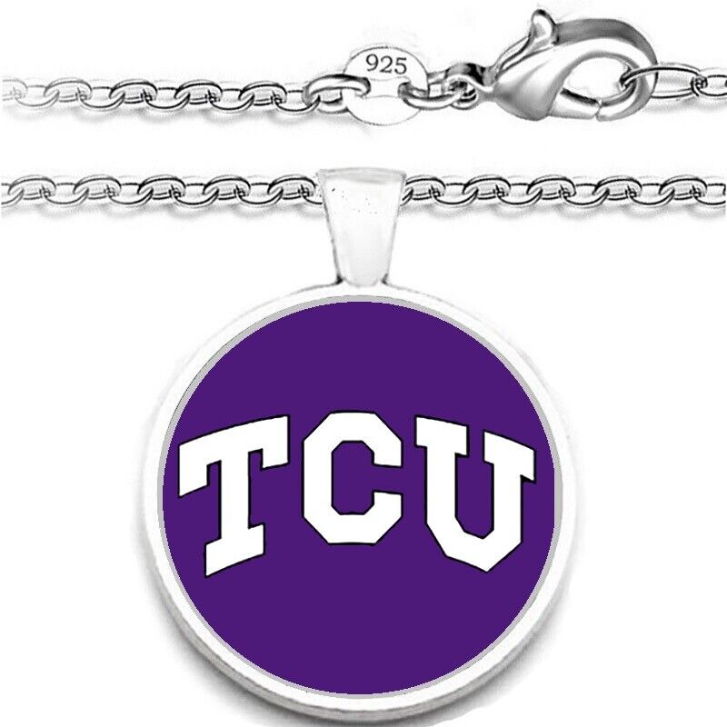 Tcu Horned Frogs Womens Silver Chain Link Necklace With Pendant A1