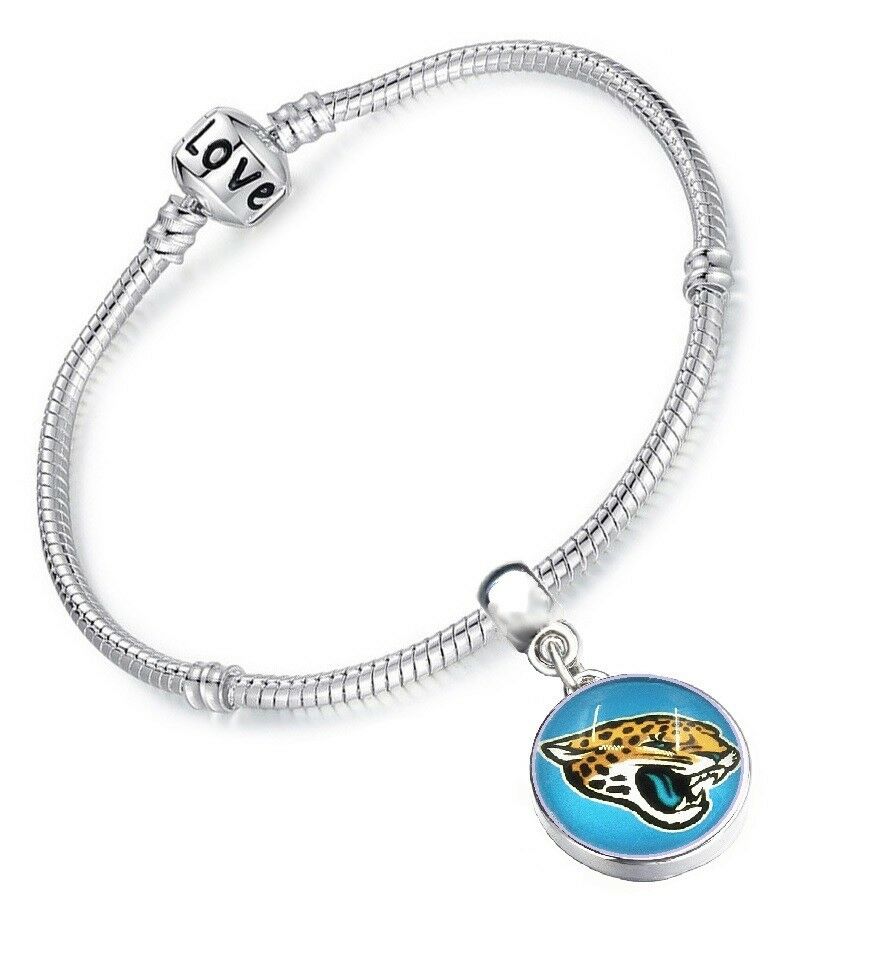 Jacksonville Jaguars Womens Sterling Silver Link Bracelet Football Gift D13