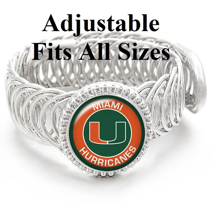 Special University Miami Hurricanes Mens Silver Adjustable Bracelet Jewelry D11