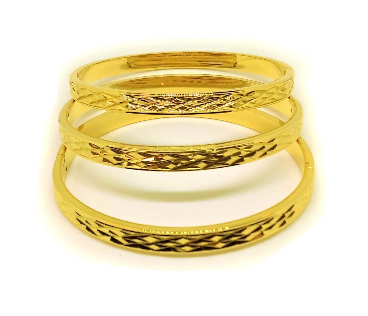 18k Gold Bracelets Bangle Italian Cut Womens Opening +GiftPouch D224